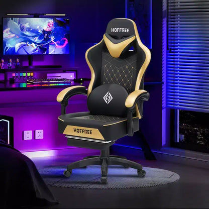 Sedia da Gaming Ergonomica da Ufficio PC Hoffree in Pelle con Massaggio, Poggiapiedi e Regolabile