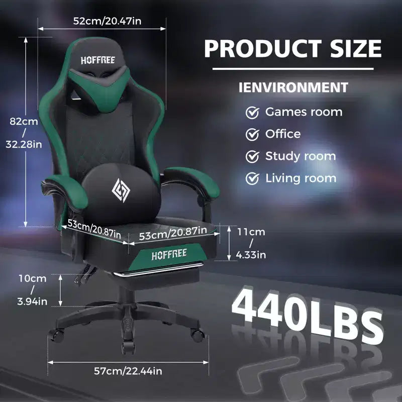 Sedia da Gaming Ergonomica da Ufficio PC Hoffree in Pelle con Massaggio, Poggiapiedi e Regolabile