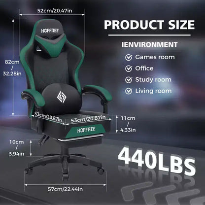 Sedia da Gaming Ergonomica da Ufficio PC Hoffree in Pelle con Massaggio, Poggiapiedi e Regolabile