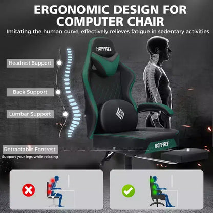 Sedia da Gaming Ergonomica da Ufficio PC Hoffree in Pelle con Massaggio, Poggiapiedi e Regolabile
