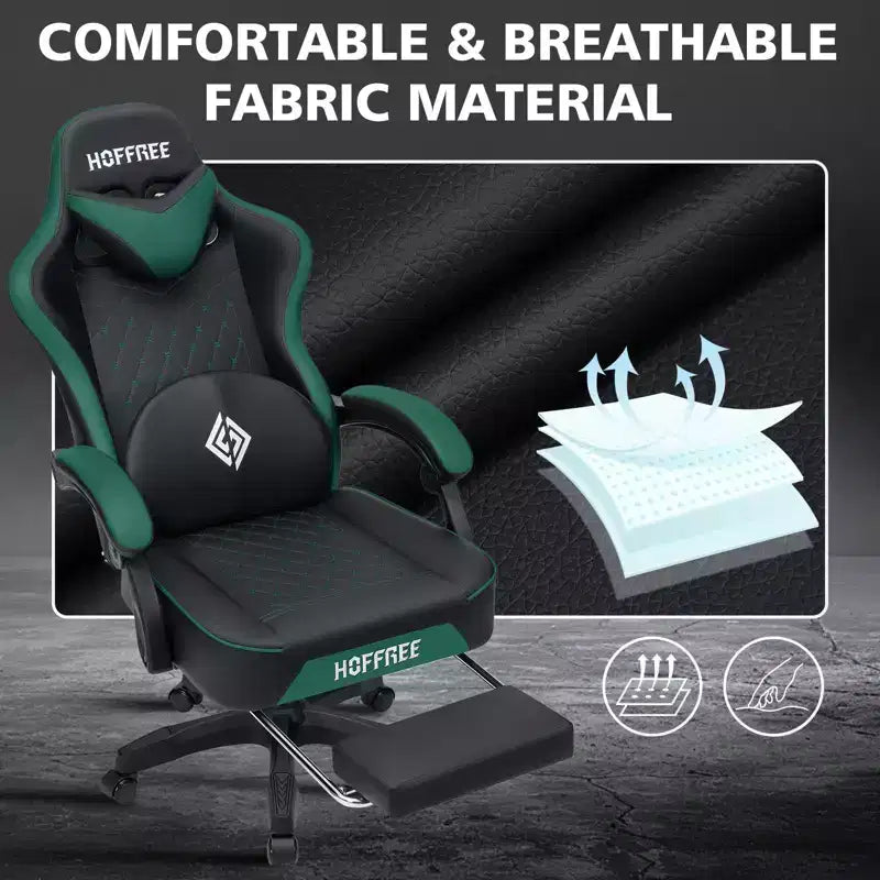 Sedia da Gaming Ergonomica da Ufficio PC Hoffree in Pelle con Massaggio, Poggiapiedi e Regolabile
