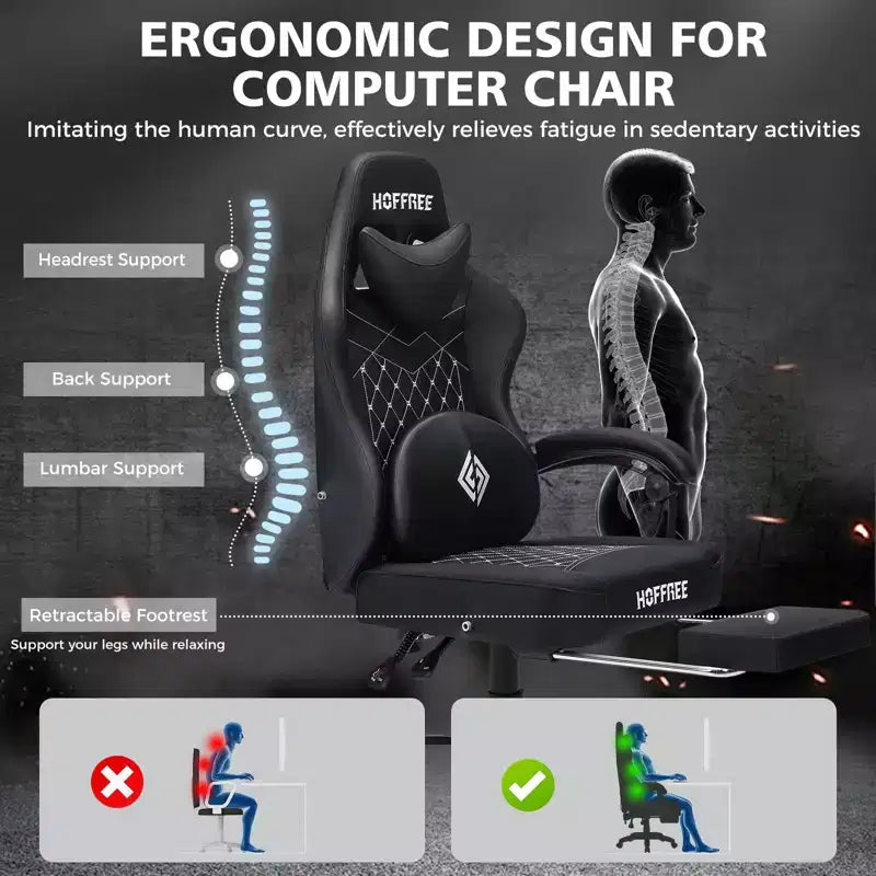Sedia da Gaming Ergonomica da Ufficio PC Hoffree in Pelle con Massaggio, Poggiapiedi e Regolabile