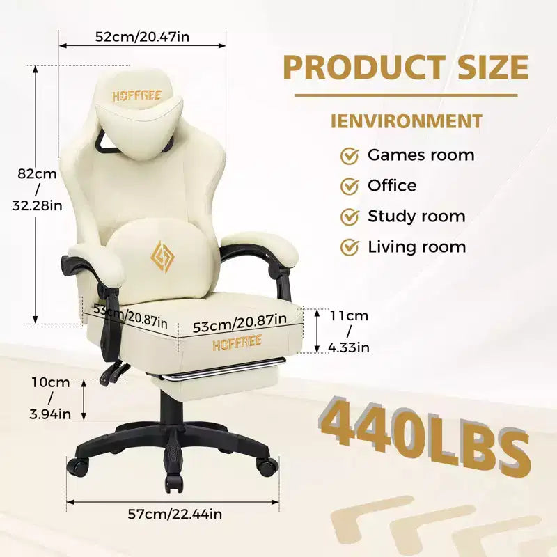 Sedia da Gaming Ergonomica da Ufficio PC Hoffree in Pelle con Massaggio, Poggiapiedi e Regolabile