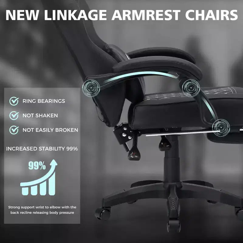 Sedia da Gaming Ergonomica da Ufficio PC Hoffree in Pelle con Massaggio, Poggiapiedi e Regolabile