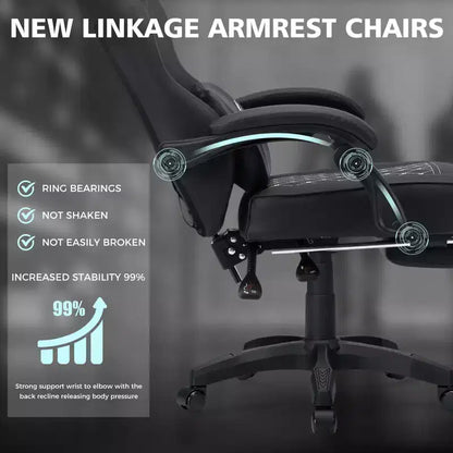 Sedia da Gaming Ergonomica da Ufficio PC Hoffree in Pelle con Massaggio, Poggiapiedi e Regolabile