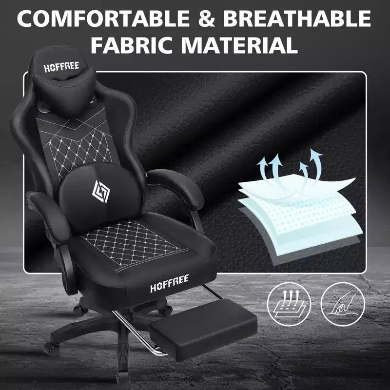 Sedia da Gaming Ergonomica da Ufficio PC Hoffree in Pelle con Massaggio, Poggiapiedi e Regolabile