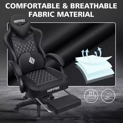 Sedia da Gaming Ergonomica da Ufficio PC Hoffree in Pelle con Massaggio, Poggiapiedi e Regolabile