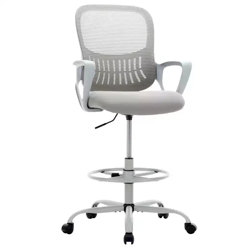 Adjustable Foot Ring Feature on Tall Office Chair, Designed for Standing Desks, Counter Height
