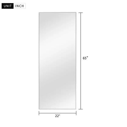 Silver Thin-Edged Rectangular Full-Length Mirror in Aluminum Alloy, 163x54x1.5cm (Includes Bracket)
