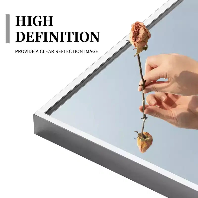 Silver Thin-Edged Rectangular Full-Length Mirror in Aluminum Alloy, 163x54x1.5cm (Includes Bracket)