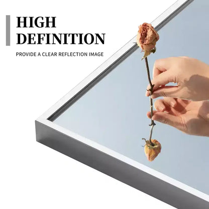Silver Thin-Edged Rectangular Full-Length Mirror in Aluminum Alloy, 163x54x1.5cm (Includes Bracket)