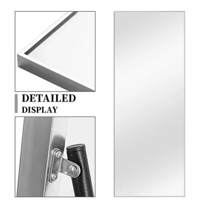 Silver Thin-Edged Rectangular Full-Length Mirror in Aluminum Alloy, 163x54x1.5cm (Includes Bracket)