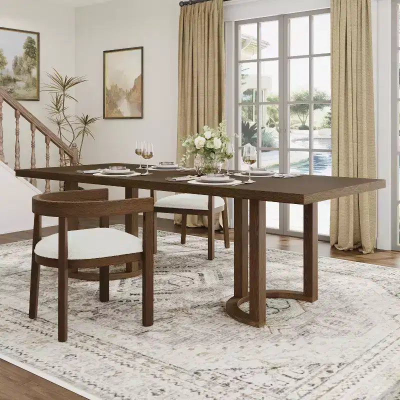 Christopher Knight Home Carissa 95 Tavolo da Pranzo Rettangolare Moderno a 8 Posti in Legno di Gomma