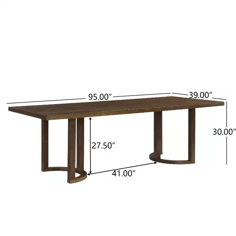 Christopher Knight Home Carissa 95 Tavolo da Pranzo Rettangolare Moderno a 8 Posti in Legno di Gomma