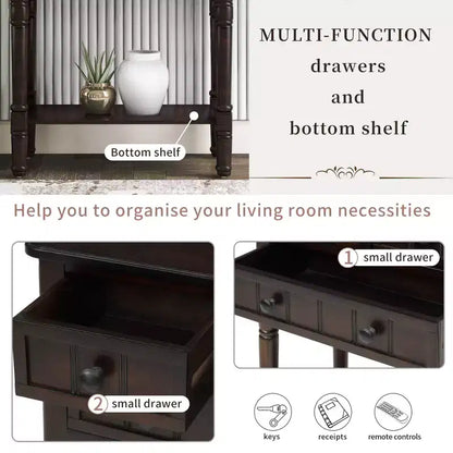 AndMakers 23.7 in. Rectangle Wood Console Table with 3 Drawers