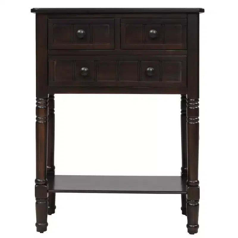 AndMakers 23.7 in. Rectangle Wood Console Table with 3 Drawers