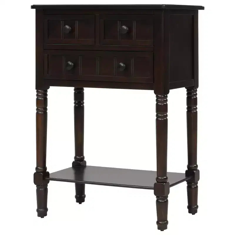 AndMakers 23.7 in. Rectangle Wood Console Table with 3 Drawers
