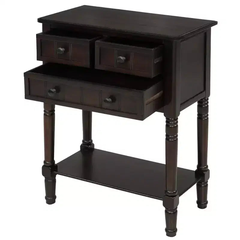 AndMakers 23.7 in. Rectangle Wood Console Table with 3 Drawers