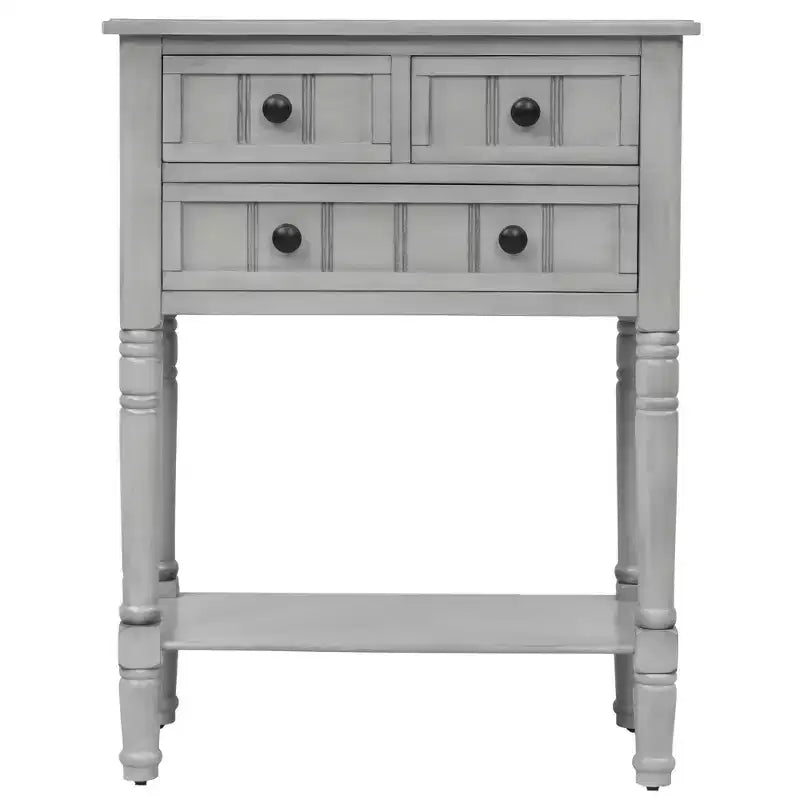 AndMakers 23.7 in. Rectangle Wood Console Table with 3 Drawers
