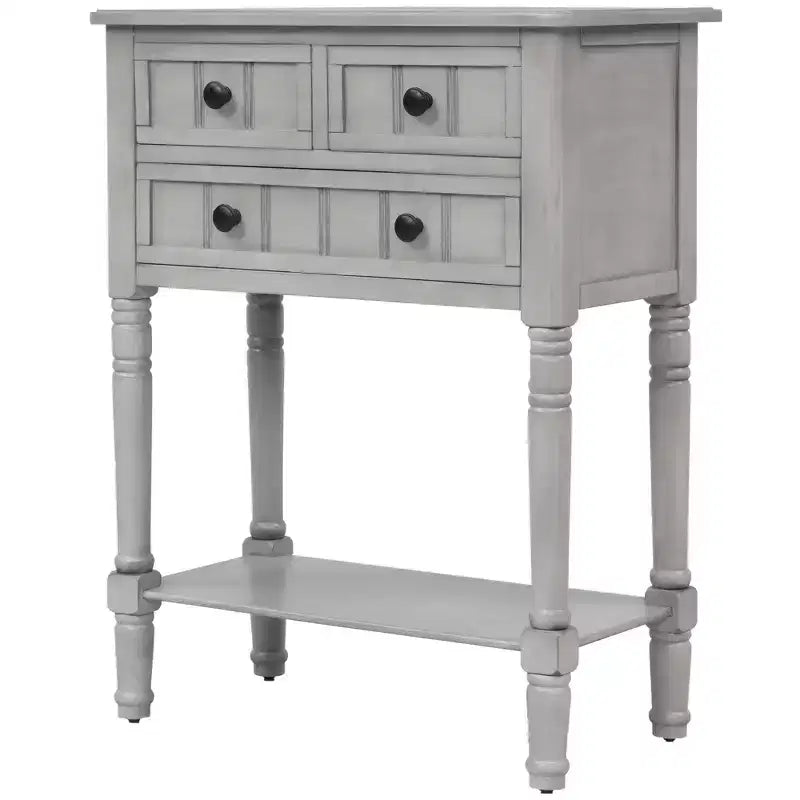 AndMakers 23.7 in. Rectangle Wood Console Table with 3 Drawers
