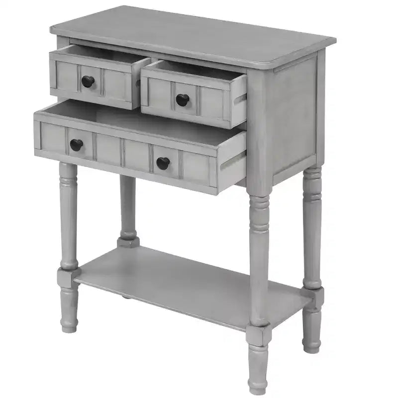 AndMakers 23.7 in. Rectangle Wood Console Table with 3 Drawers