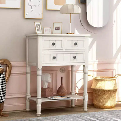 AndMakers 23.7 in. Rectangle Wood Console Table with 3 Drawers
