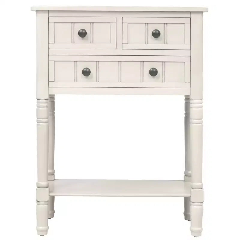 AndMakers 23.7 in. Rectangle Wood Console Table with 3 Drawers