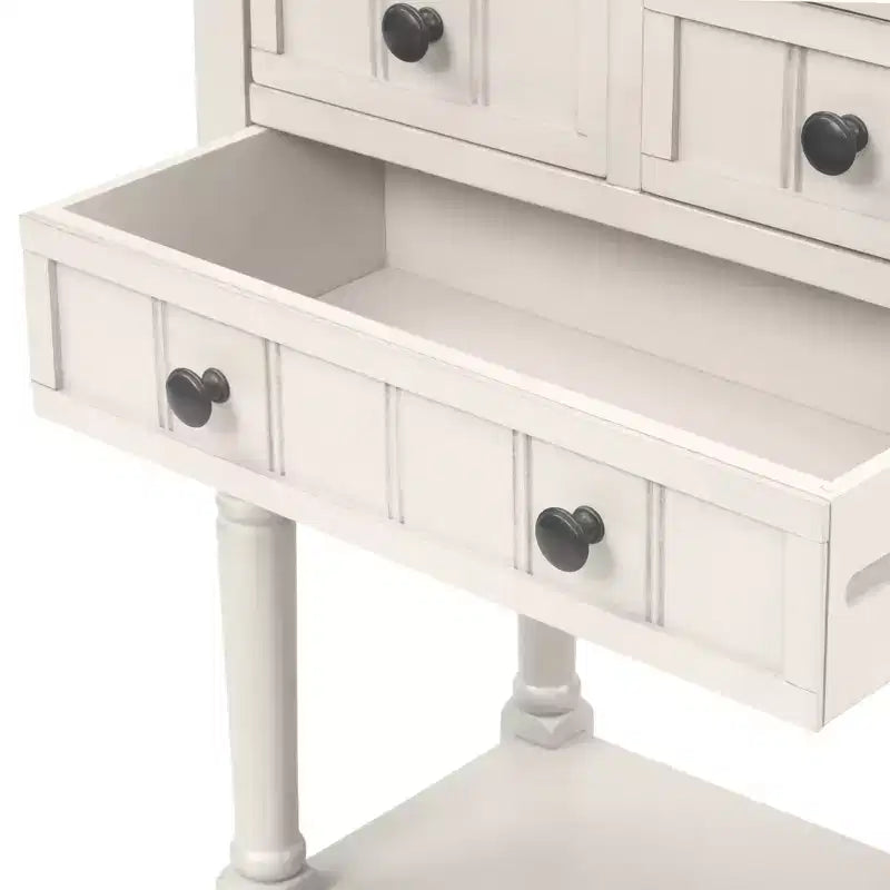 AndMakers 23.7 in. Rectangle Wood Console Table with 3 Drawers