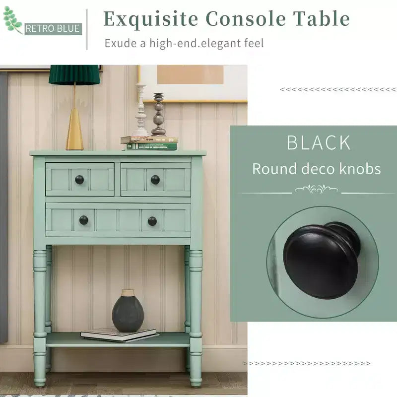 AndMakers 23.7 in. Rectangle Wood Console Table with 3 Drawers