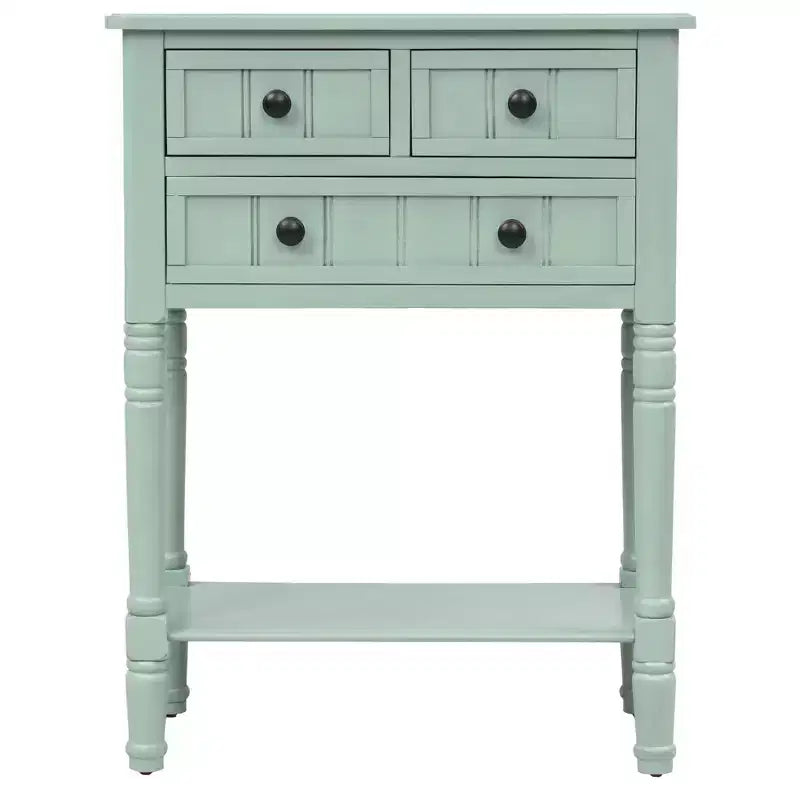 AndMakers 23.7 in. Rectangle Wood Console Table with 3 Drawers