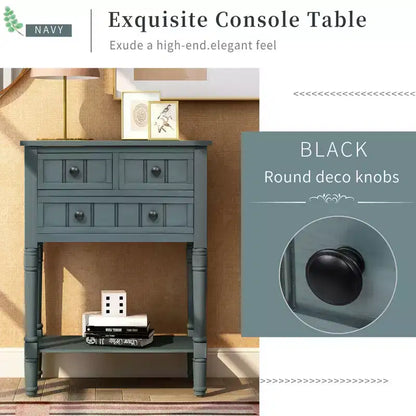 AndMakers 23.7 in. Rectangle Wood Console Table with 3 Drawers