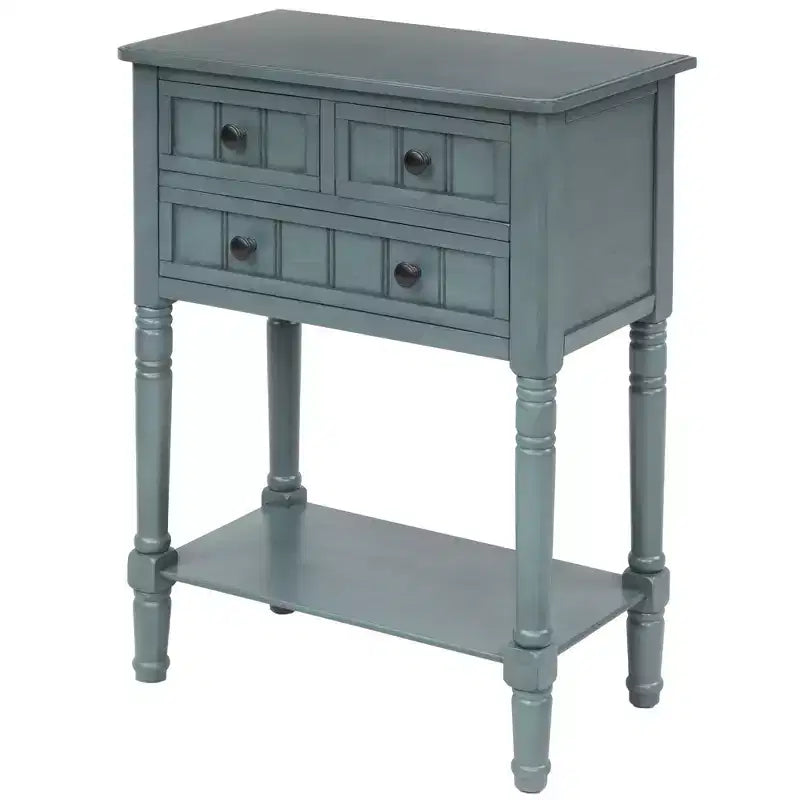 AndMakers 23.7 in. Rectangle Wood Console Table with 3 Drawers