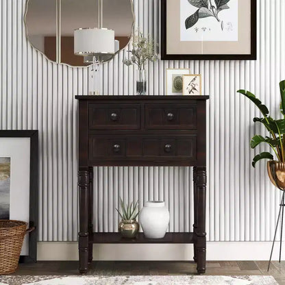 AndMakers 23.7 in. Rectangle Wood Console Table with 3 Drawers