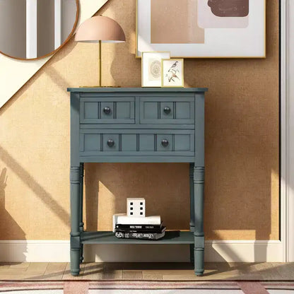 AndMakers 23.7 in. Rectangle Wood Console Table with 3 Drawers