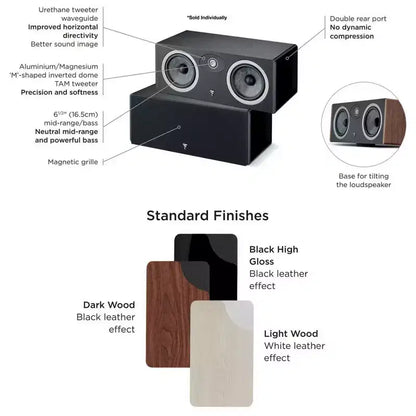 Focal Vestia Center 2-Way Center Channel Loudspeaker finished in Dark Wood - Sold Individually