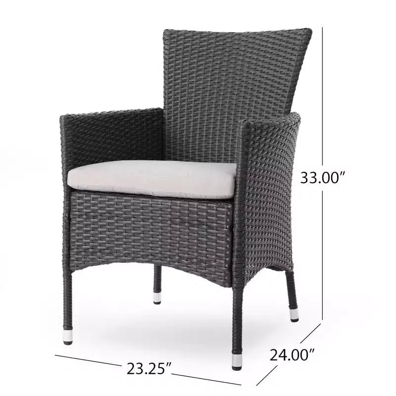 Set da pranzo Christopher Knight Home Biella da esterno in legno di acacia e vimini, 5 pezzi con cuscino