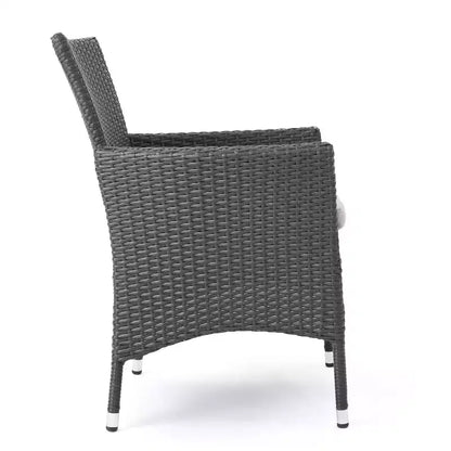 Set da pranzo Christopher Knight Home Biella da esterno in legno di acacia e vimini, 5 pezzi con cuscino