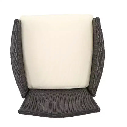 Set da pranzo Christopher Knight Home Biella da esterno in legno di acacia e vimini, 5 pezzi con cuscino
