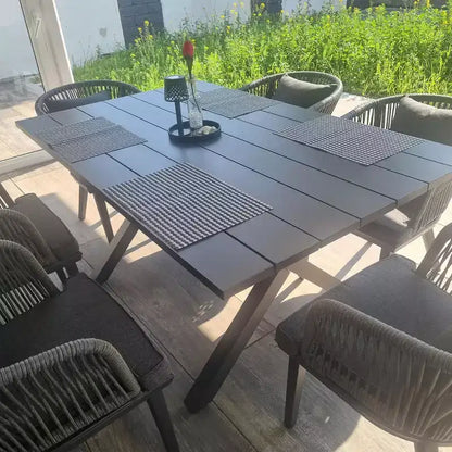 PURPLE LEAF Outdoor Dining Set Patio Aluminium Table and Rope Weave Chairs Included Cushions for Backyard Decor Kitchen