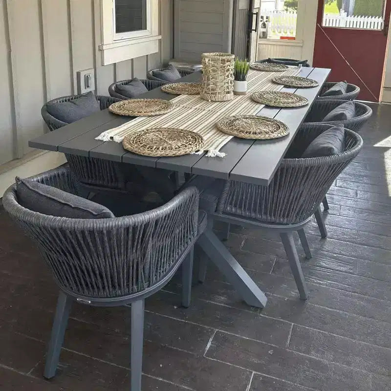 PURPLE LEAF Outdoor Dining Set Patio Aluminium Table and Rope Weave Chairs Included Cushions for Backyard Decor Kitchen