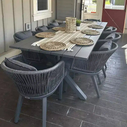 PURPLE LEAF Outdoor Dining Set Patio Aluminium Table and Rope Weave Chairs Included Cushions for Backyard Decor Kitchen