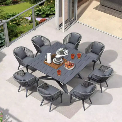 PURPLE LEAF Outdoor Dining Set Patio Aluminium Table and Rope Weave Chairs Included Cushions for Backyard Decor Kitchen
