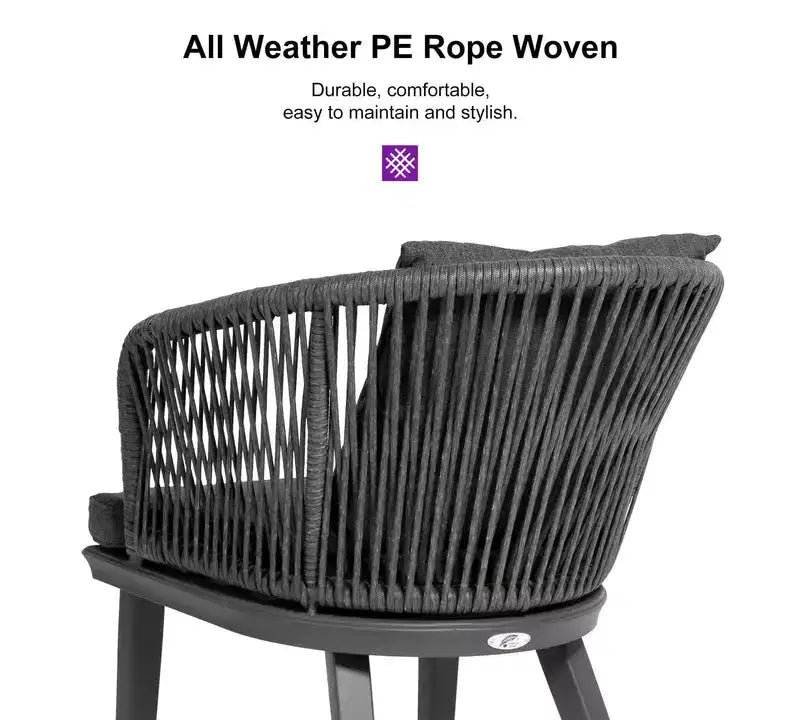 PURPLE LEAF Outdoor Dining Set Patio Aluminium Table and Rope Weave Chairs Included Cushions for Backyard Decor Kitchen