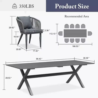 PURPLE LEAF Outdoor Dining Set Patio Aluminium Table and Rope Weave Chairs Included Cushions for Backyard Decor Kitchen