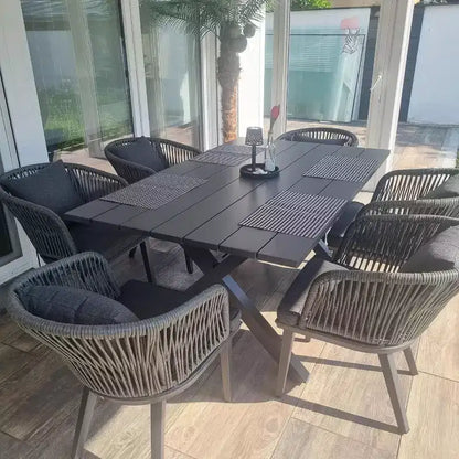 PURPLE LEAF Outdoor Dining Set Patio Aluminium Table and Rope Weave Chairs Included Cushions for Backyard Decor Kitchen