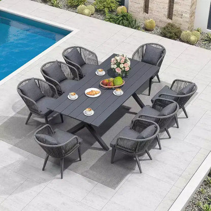 PURPLE LEAF Outdoor Dining Set Patio Aluminium Table and Rope Weave Chairs Included Cushions for Backyard Decor Kitchen