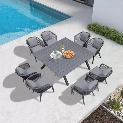 PURPLE LEAF Outdoor Dining Set Patio Aluminium Table and Rope Weave Chairs Included Cushions for Backyard Decor Kitchen