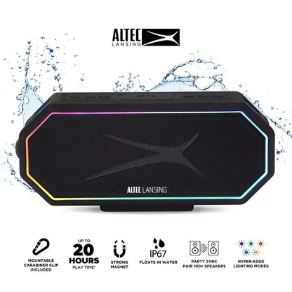Altoparlante Bluetooth Altec Lansing HydraBlast 2.0 - Impermeabile, 20W, Batteria 24H, Ricarica wireless Qi, Magnetico, Sincronizzazione Party