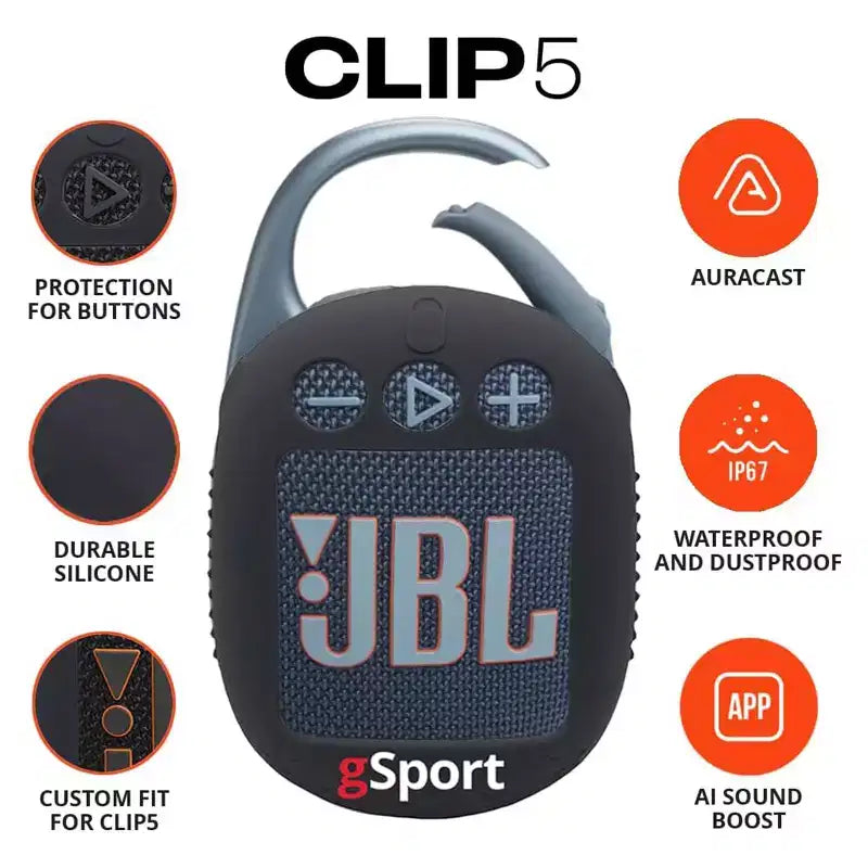 JBL Clip 5 Altoparlante Bluetooth Ultraportatile con Custodia in Silicone gSport