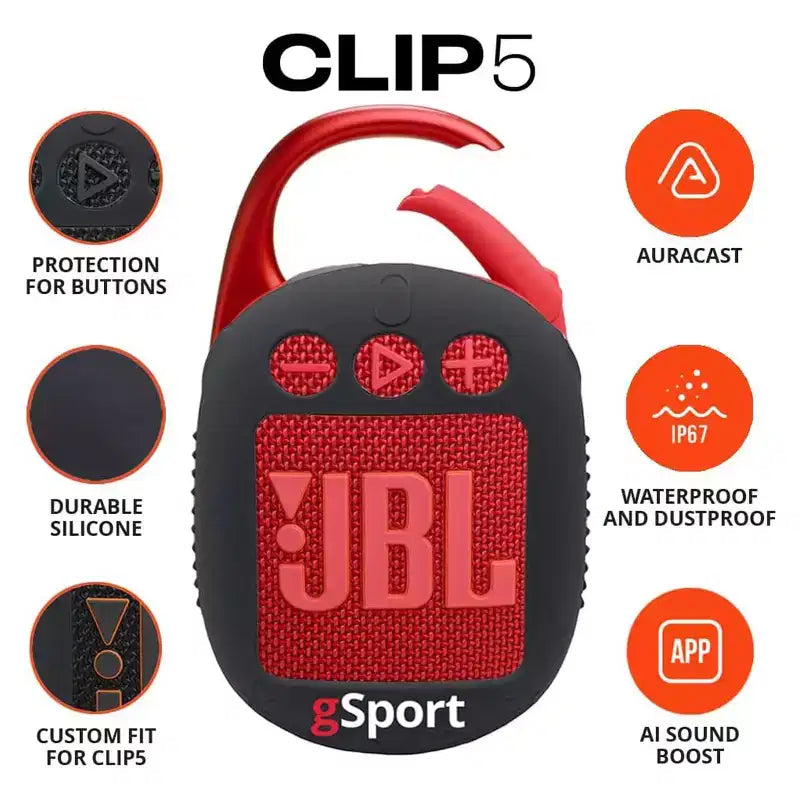 JBL Clip 5 Altoparlante Bluetooth Ultraportatile con Custodia in Silicone gSport